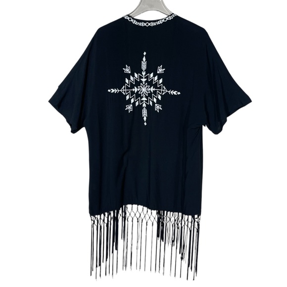 Love Tree Happens Open Tribal/Western Embroidered Kimono w/ Fringe Tassels Large - Picture 16 of 16